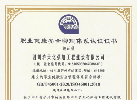 职业卫生治理系统认证书